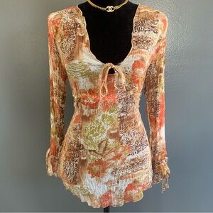 Violet & Claire Earthy Tones Long Sleeve Blouse